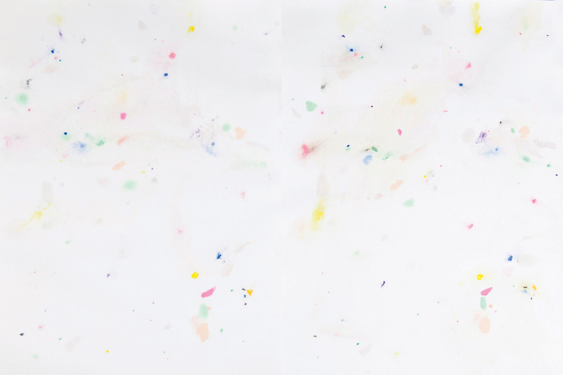 Drawing on white paper showing fragments of colors by artist Patricia Sandonis