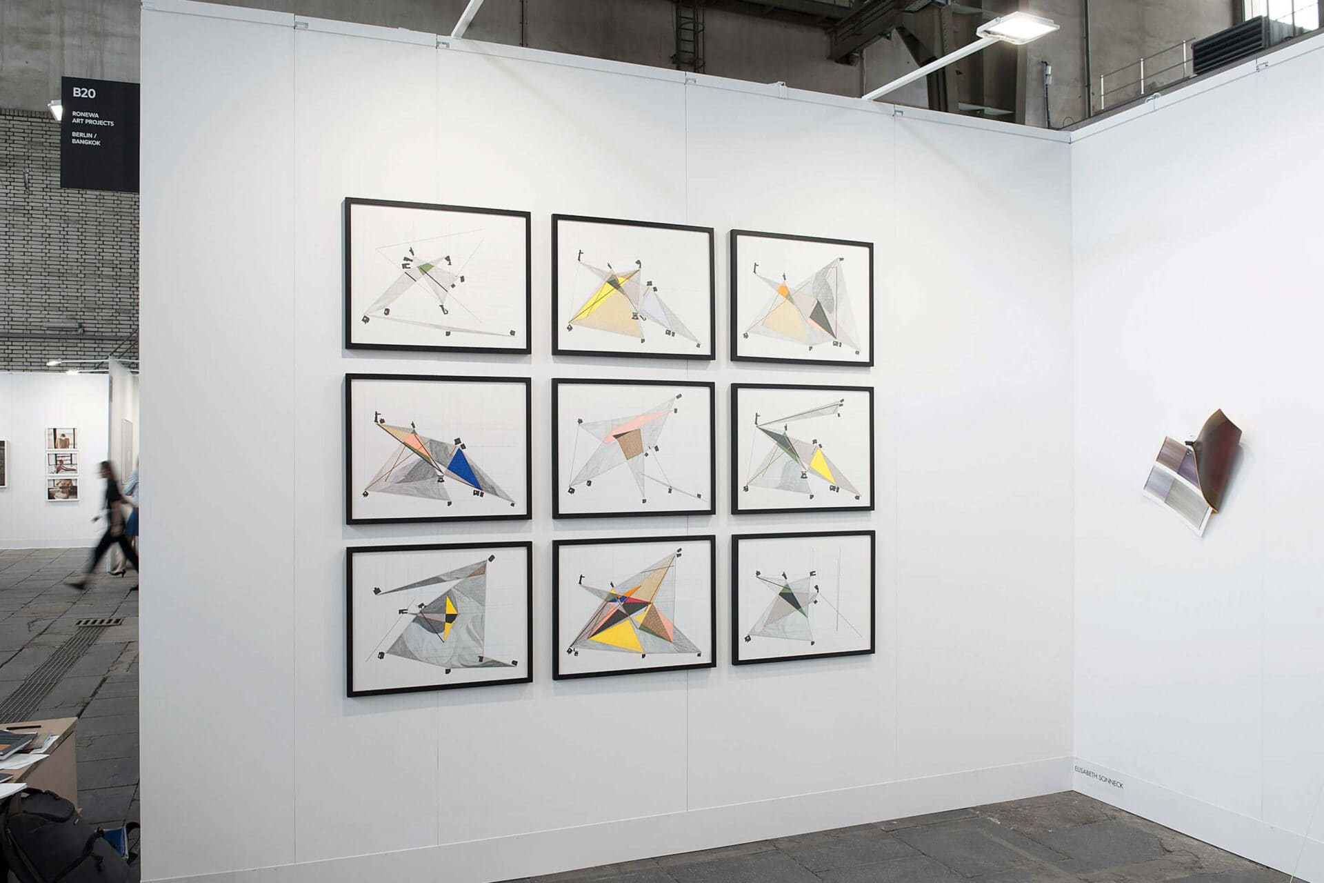 Patricia Sandonis series of drawings on paper called Fortuna Populi, installation view at Positions Art Fair Berlin
