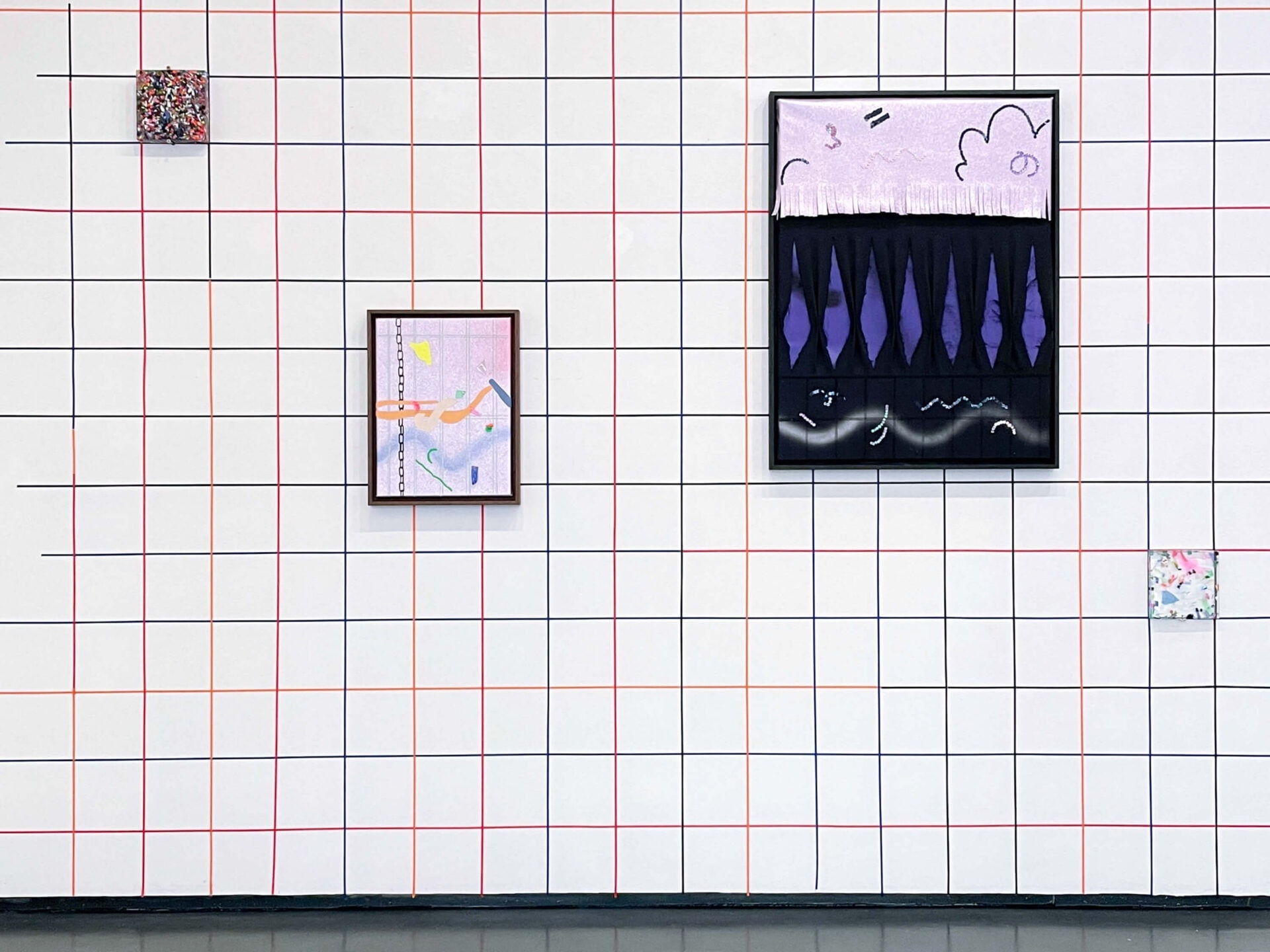 Art installation view by Patricia Sandonis artist, showing paintings from the series Gleaning Unseen at Galería Javier Silva