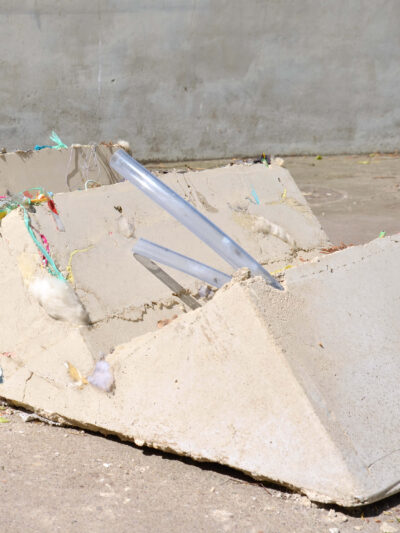 Detail from the sculptural art installation Hard Core, Soft Edges by artists Patricia Sandonis and Jelena Fuzinato at Bärenzwinger, Berlin