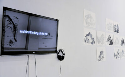 Patricia Sandonis art installation featuring drawing and video