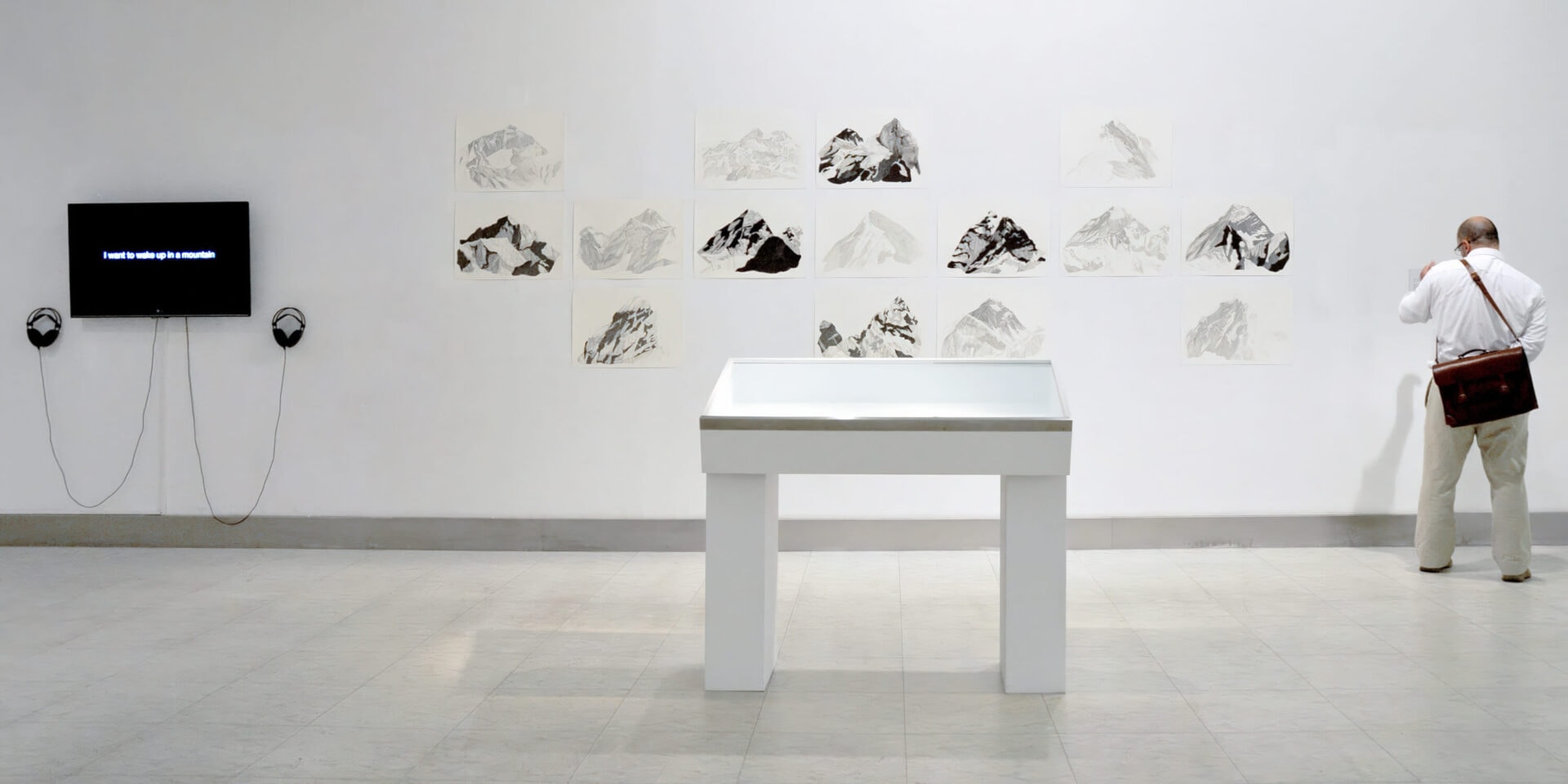 Patricia Sandonis art installation and art exhibition showing a drawing series, a vitrine and a video