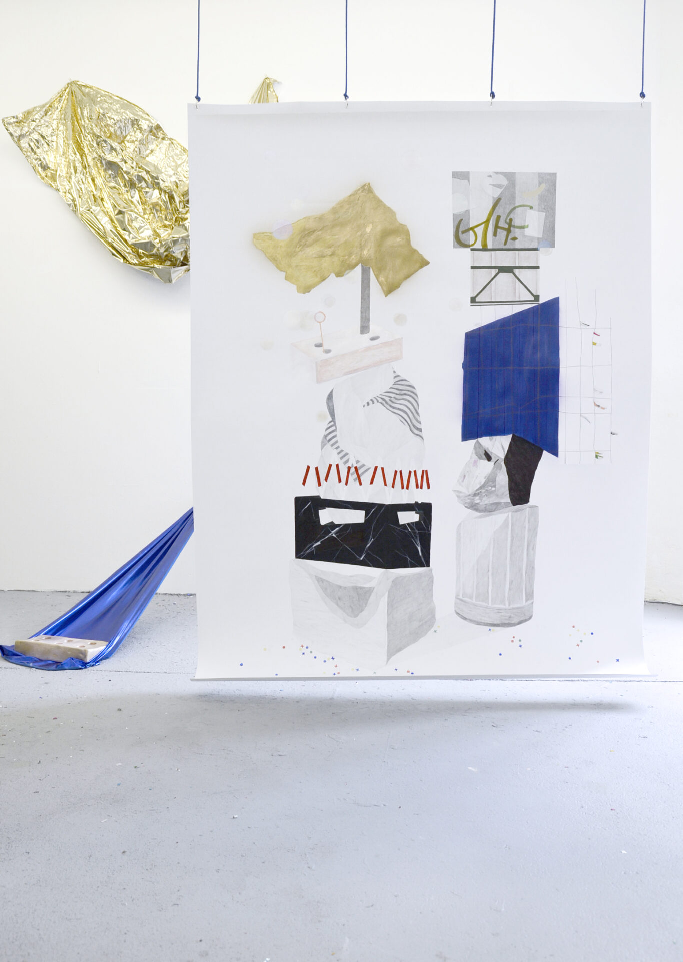 Patricia Sandonis, art installation; a big-format drawing titled The Balance, thoughts about Europe