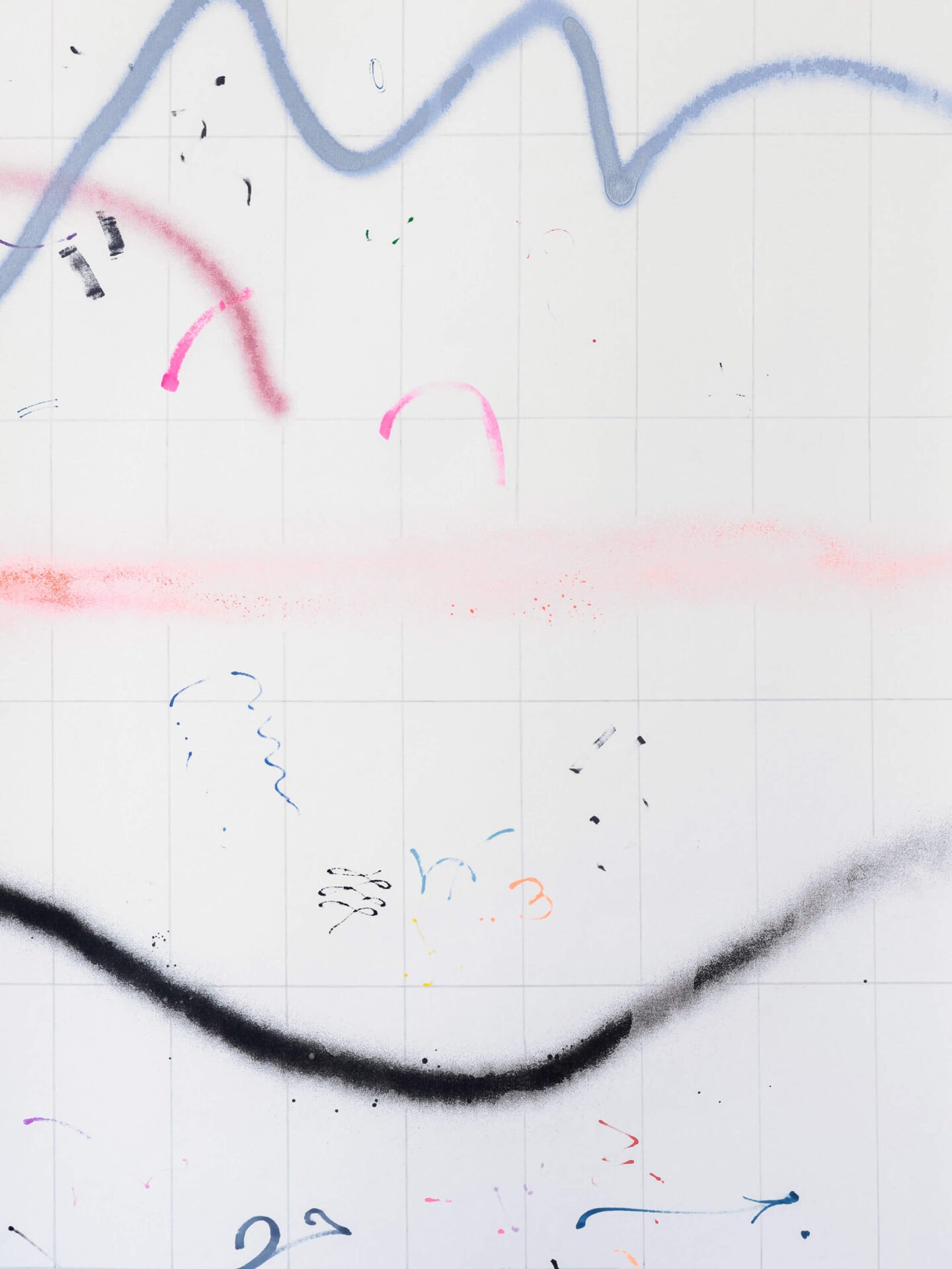 Detail of the drawing Super Important, on paper by the artist Patricia Sandonis