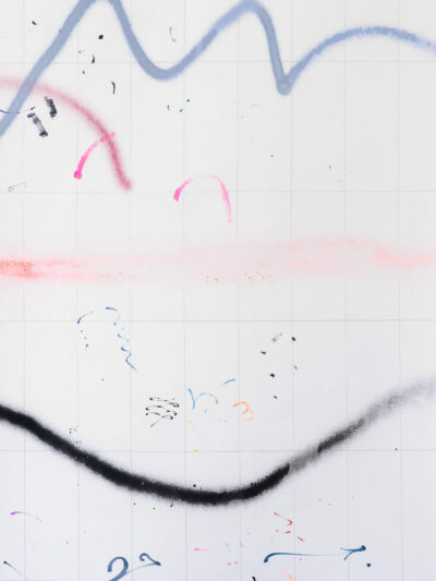 Detail of the drawing Super Important, on paper by the artist Patricia Sandonis