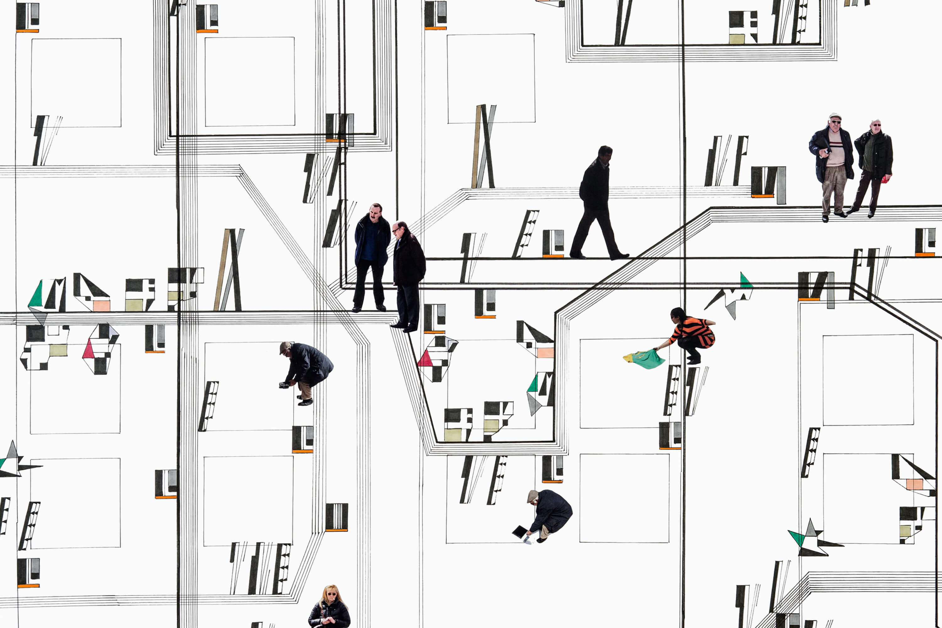 Detail from Patricia Sandonis big-format drawing and collage on paper