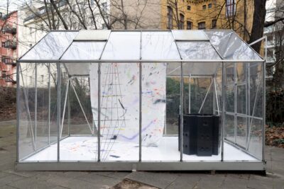 Art installation inside a greenhouse called A Partition of the Sensible by artist Patricia Sandonis