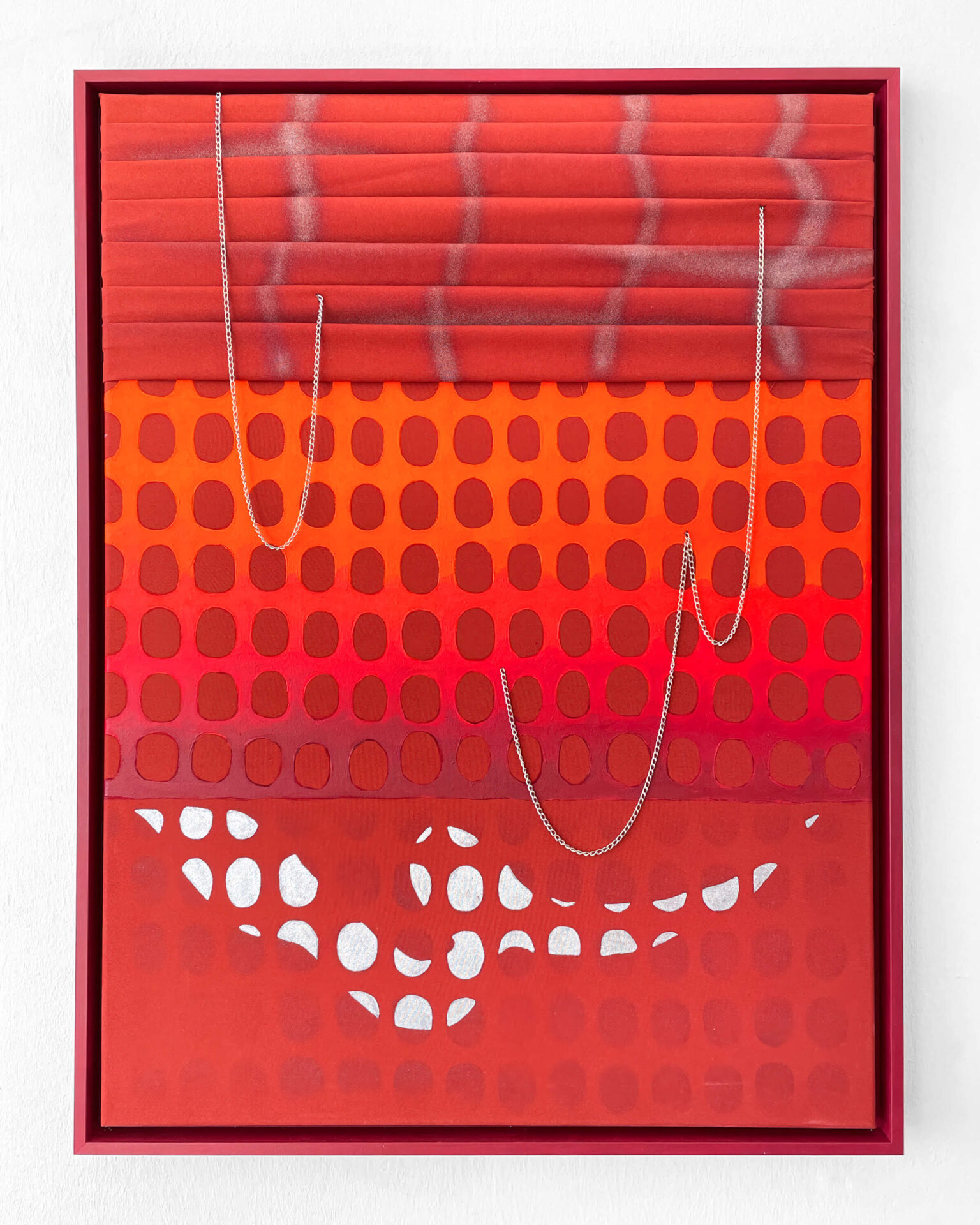 Patricia Sandonis painting on cotton, with chains. Artwork from the series Gleaning Unseen