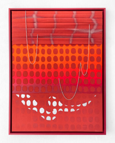 Patricia Sandonis painting on cotton, with chains. Artwork from the series Gleaning Unseen