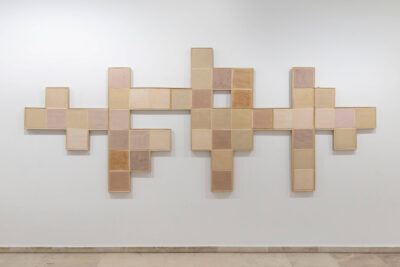 Ceramic tiles art installation called The In Between by Patricia Sandonis shown at Museo Patio Herreriano