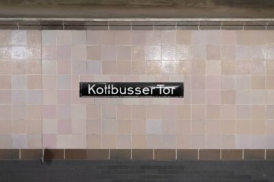 Photography from the pink ceramic tiles at Kottbusser Tor U-Bahn in Berlin