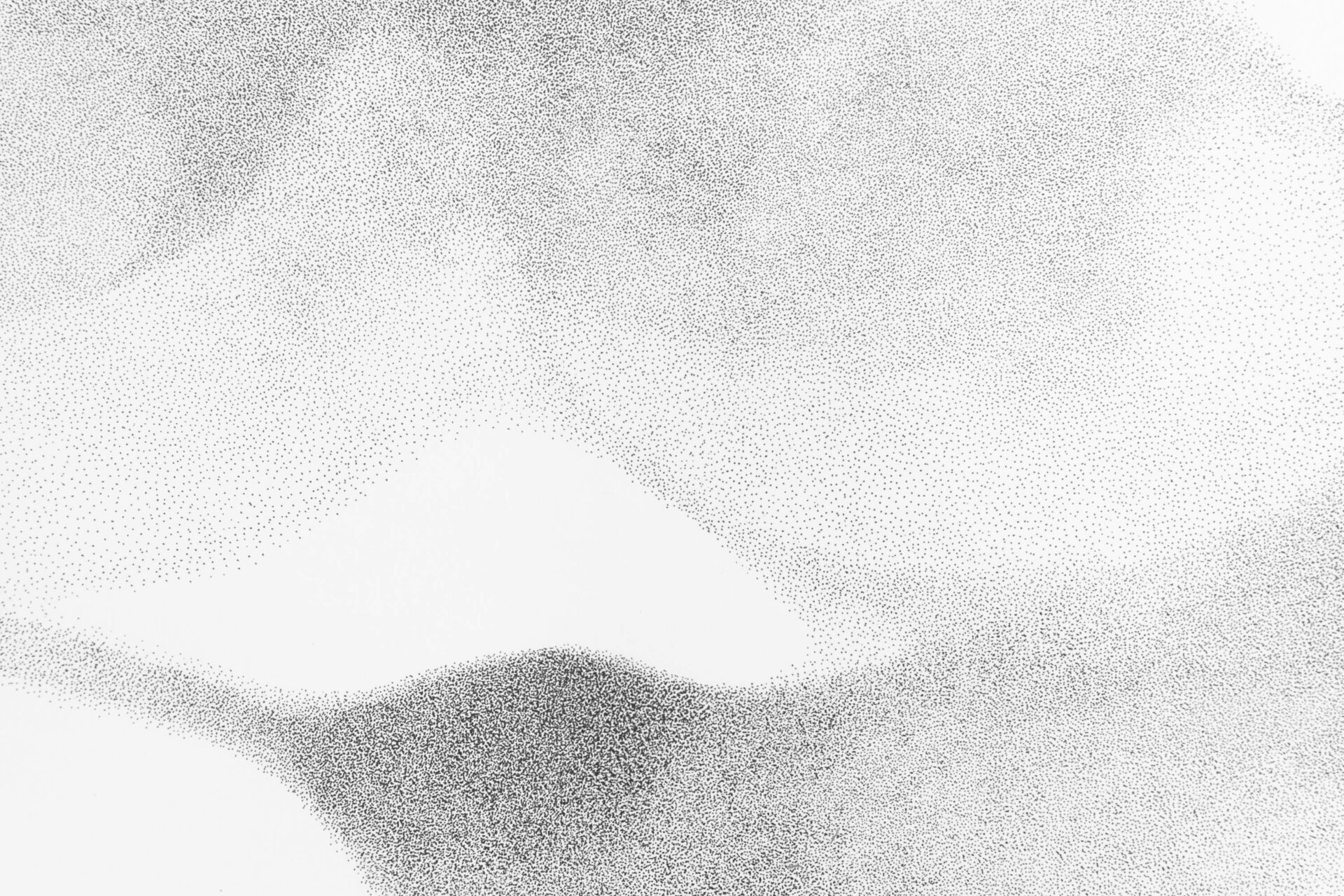 Detail from a drawing, many small dots on white paper by artist Patricia Sandonis